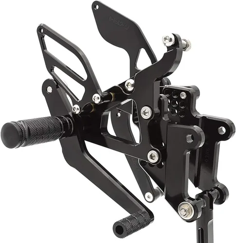 Vista 5 de Krace Juego de estriberas delanteras para motocicleta, reposapiés, pedales de cambio de freno, totalmente ajustables, apto para Yamaha YZF R6