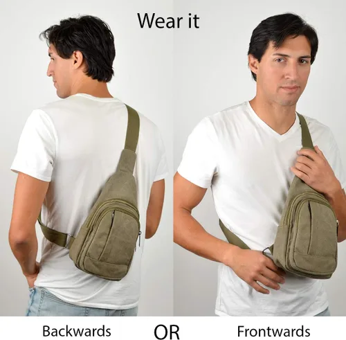 Vista 2 de WESTEND Mochila cruzada de lona con correa ajustable, Mochilas Daypack