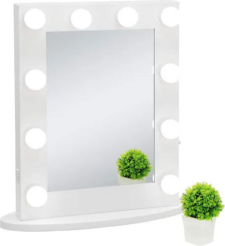 Vista 8 de Hollywood Espejo de tocador con luces, espejo de maquillaje de pie con 12 bombillas LED para vestidor y dormitorio, blanco, iluminación de 3