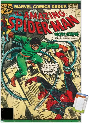 Vista 17 de Marvel Comics Spider-Man - Póster de pared Amazing Spider-Man #157, 22.4 pulgadas de largo x 14.7 pulgadas de ancho, versión enmarcada de madera