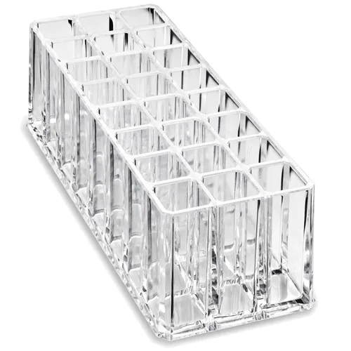 Vista 5 de byAlegory - Organizador de brillo de labios acrílico y lápiz labial acrílico, 48 espacios de belleza cosmética, transparente