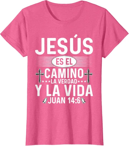 Vista 39 de Camisetas Cristianas en español Versículos Biblia Juan 14:6 Camiseta, Negro, S