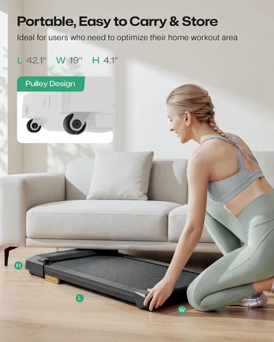 Vista 12 de UREVO Smart Walking Pad, Compact Under Desk Treadmill with Double Shock Absorption, Quiet Operation, Workout APP with Track Insights and MIIT Mode