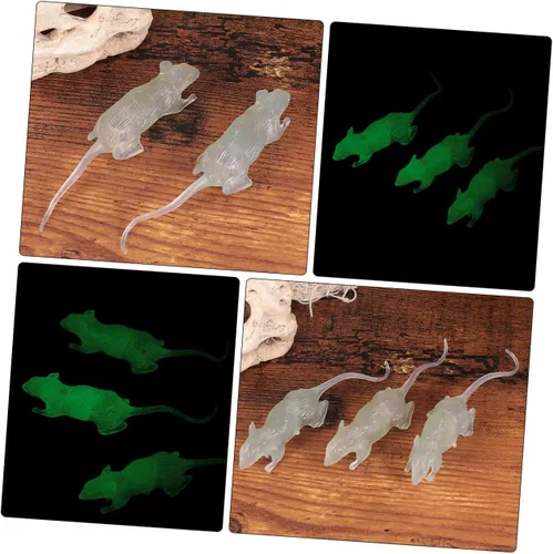 Vista 3 de 20 piezas de accesorios de ratón falsos luminosos para Halloween, decoración espeluznante ligera y espeluznante para fiestas de casa embrujada