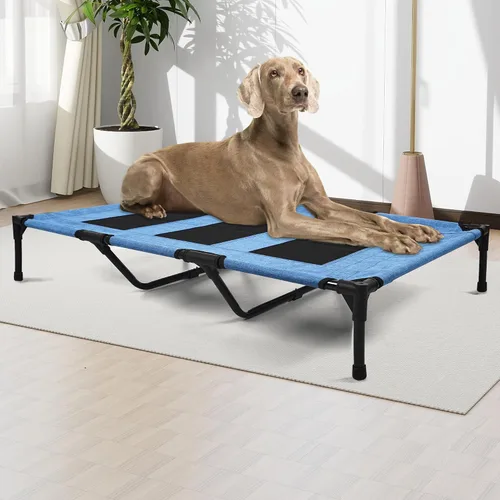 Vista 11 de Cama elevada para perros al aire libre, cuna elevada portátil con refrigeración, cama lavable para mascotas, perros pequeños, color negro