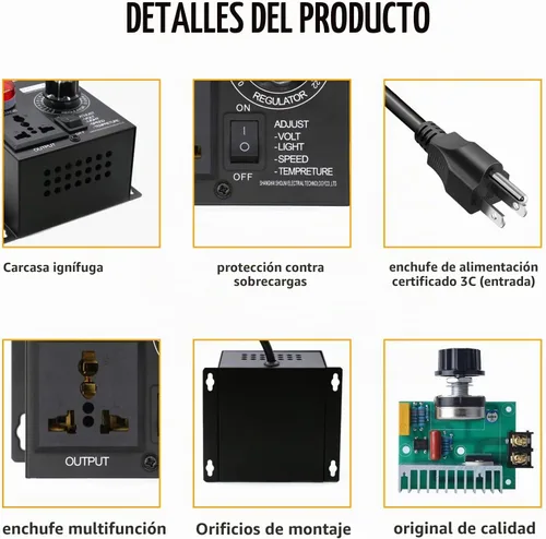 Vista 5 de Controlador de velocidad variable del motor de CA y regulador de velocidad del ventilador - 15A 110V