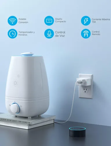 Vista 7 de Govee Enchufe inteligente de 15 A, salida WiFi Bluetooth, 1 paquete que funciona con Alexa y Google Assistant, enchufes WiFi con múltiples