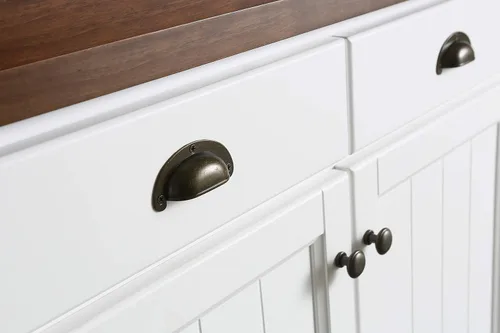 Vista 7 de KD03-80-W-WD Monterey Isla de cocina de granja de 80 pulgadas en color blanco con encimera de chapa de madera de nogal oscuro, no requiere montaje e
