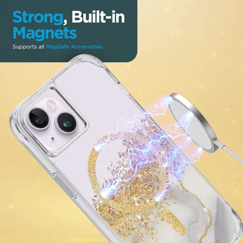 Vista 6 de Case-Mate Funda para iPhone 14 Plus, mármol de quilates [protección contra caídas de 10 pies] [compatible con MagSafe] Funda magnética con bonito