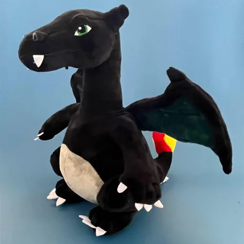 Vista 2 de CHAOZI0 Dragón de peluche con alas malvadas, dragón que respira fuego, juguete de peluche de dragón de fuego, almohada, compañero para niños