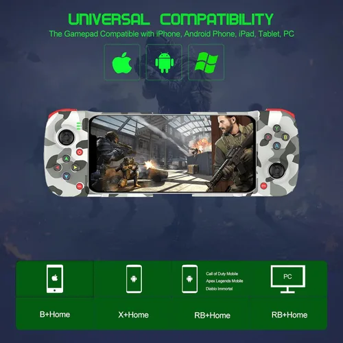 Vista 2 de Megadream Controlador de videojuegos móvil para iPhone iOS Android PC funciona con iPhone 14131211X, iPad, Samsung Galaxy, TCL, tablet, Call of
