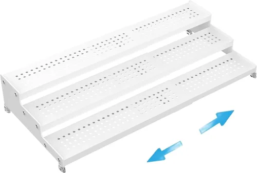 Vista 12 de Organizador de especias expandible con estante de 3 niveles, diseño moderno resistente, antideslizante y visibilidad, ideal para gabinetes de Negro