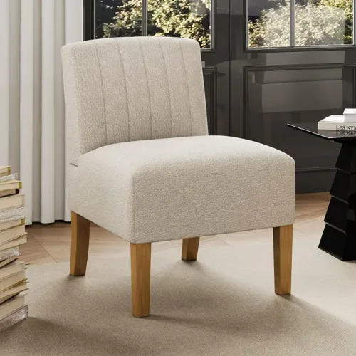 Vista 12 de VIRRMO Sillas de Acento sin Brazos para Sala de Estar, Silla Slipper Moderna Sillas de Sala de Estar con Patas de Madera Sólida, Silla de Tocador