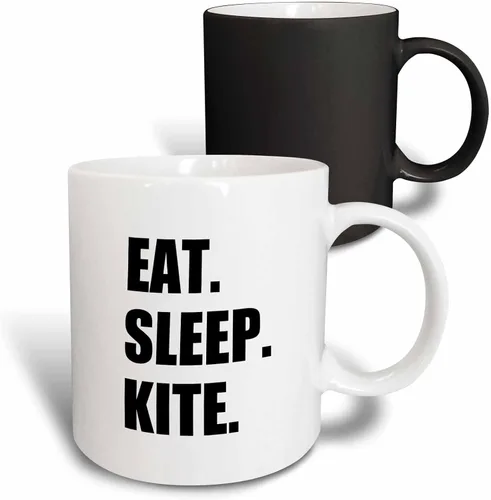 Vista 8 de 3dRose Eat Sleep Kite - Kitesurf kitesurf kitesurf surf 11oz Bicolor Negro Taza