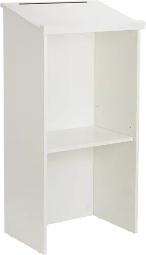 Vista 7 de AdirOffice Podio de madera con estante de almacenamiento, atril hablante, estación de anfitriona para restaurante, 46.25 pulgadas, negro