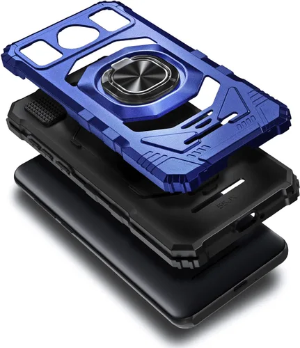 Vista 3 de Funda diseñada para Schok Volt SV55 con protector de pantalla [vidrio templado], funda protectora a prueba de golpes [grado militar] con soporte