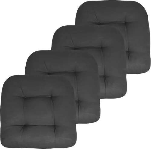 Vista 51 de Sweet Home Collection - Cojines para silla de patio y exterior, almohadillas prémium con relleno grueso y cómodo de fibra, mechones, 19 x 19 Negro