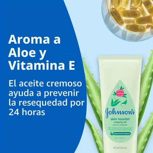 Vista 3 de JOHNSON'S - Aceite cremoso de aloe y vitamina E para bebés, 8 fl oz.