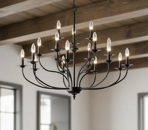 Vista 10 de Maxax Candelabro de Campo Francés, Candelabro de Granja Blanco Antiguo de 2 Niveles y 9 Luces, Accesorios de Lámpara Colgante de Vela Rústica de 31
