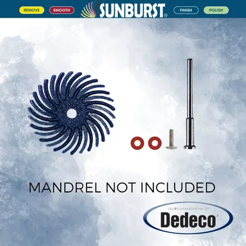 Vista 4 de Dedeco Sunburst - Discos de cerdas radiales (12 unidades, 3/4 pulgadas, curvados, grano azul 400 (fino), óxido de aluminio para pulido y acabado