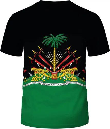 Vista 2 de Lurhonp Camiseta de manga corta con estampado de la bandera haitiana de Haití