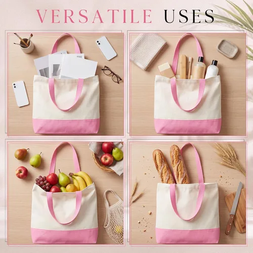 Vista 5 de Epakh Bolsas de lona a granel de 18.5 x 15 pulgadas Rosa