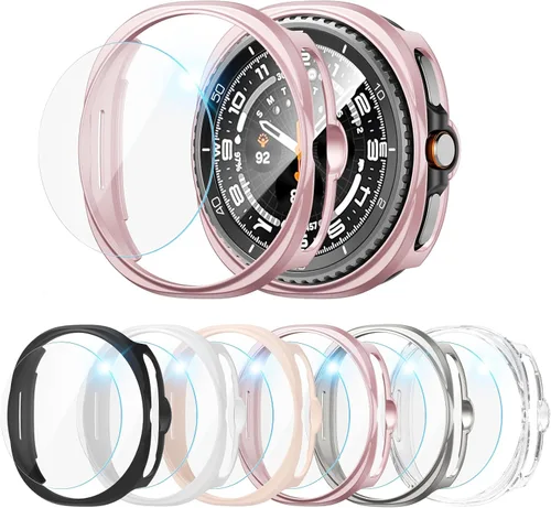 Vista 10 de Paquete de 6+6 para Samsung Galaxy Watch 7 Protector de Pantalla de 40mm, Funda de Parachoques de PC Duro con Película de Vidrio Templado Anti-Vaho
