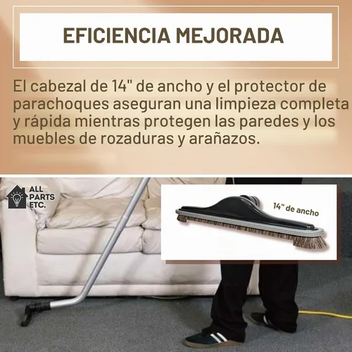 Vista 7 de Aspiradora de mochila para azulejos de madera dura, cepillo de piso de 14 pulgadas de ancho con parachoques para crin de caballo natural, cerdas