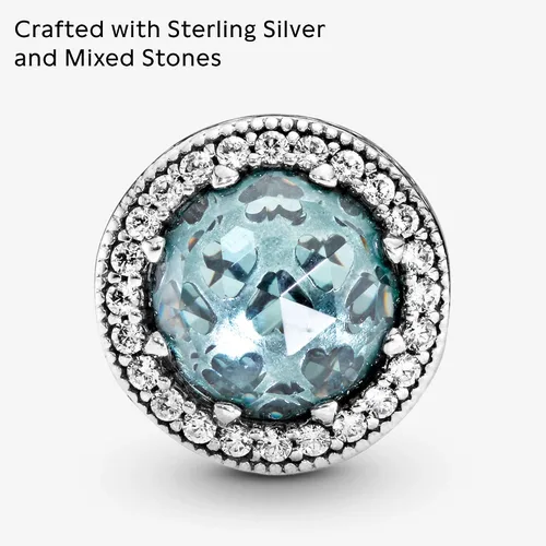 Vista 3 de Radiant Corazones Encanto De Pandora Glacier-Blue cristales Clara CZ 791725ngL