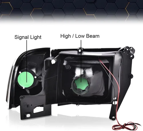 Vista 7 de PIT66 Conjunto de faros LED para Dodge Ram 1500 2500 3500 1994-2002 Reflector ámbar con carcasa negra