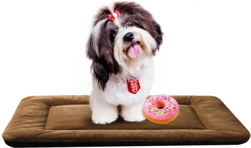 Vista 47 de Alfombrilla de cama para jaula de perro para perros extra pequeños. Cama de jaula de perro ultra suave. Alfombrilla de perrera lavable y Rosa