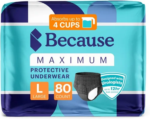 Vista 19 de Because Discreet Maximum Adult Incontinence & posparto ropa interior para mujer, alta absorción, desechable, absorbe hasta 4 tazas, beige