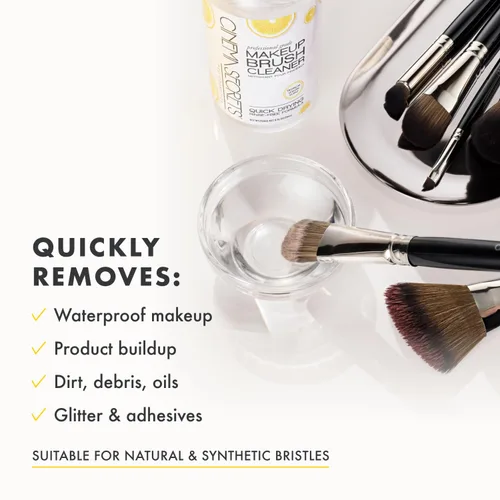 Vista 4 de CINE SECRETS - Kit limpiador de brochas de maquillaje original de viaje, limpiador profesional + lata de limpieza para brochas de maquillaje, secado