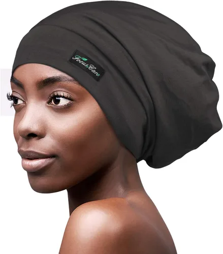 Vista 24 de FocusCare - Gorro de satén para dormir, para mujer, regalos para mujeres con cabello rizado o con frizz Verde militar