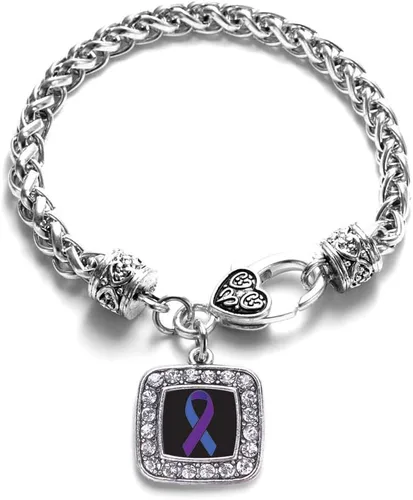 Vista 207 de Pulsera de dijes cuadrados de plata con joyería de circonita cúbica