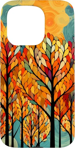 Vista 14 de iPhone 16 Otoño y coloridas hojas y árboles de otoño, funda temática de color de otoño