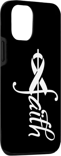 Vista 3 de iPhone 15 Faith Cancer Support - Estuche de concientización sobre el cáncer de pulmón con cinta