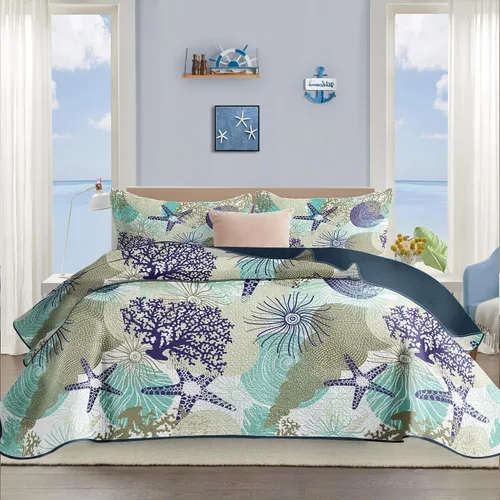 Vista 11 de Tritard Juego de edredón costero de 2 piezas, tamaño individual, edredones reversibles de microfibra con 1 funda, ropa de cama suave y ligera, ropa