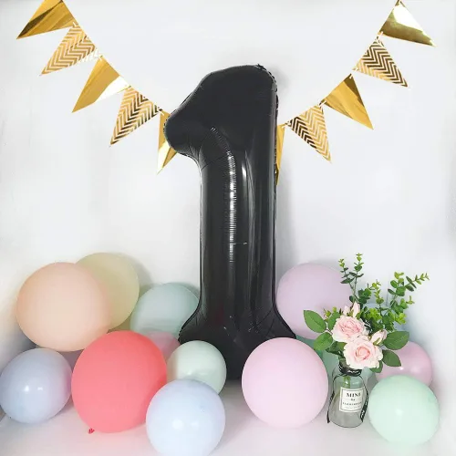 Vista 7 de Globos de números grandes, negros, de 40 pulgadas