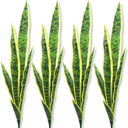 Vista 7 de Bird Fiy Plantas artificiales de serpientes de 30 pulgadas, Agave sintético, Sansevieria, planta artificial de seda para decoración del hogar Verde