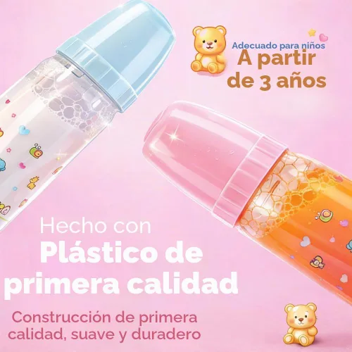 Vista 6 de Biberones mágicos, 2 botellas: 1 de leche y otra de jugo, tamaño grande especialmente para niños pequeños