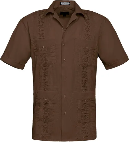 Vista 22 de Camisa cubana plisada ligera y bordada Guayabera para hombre