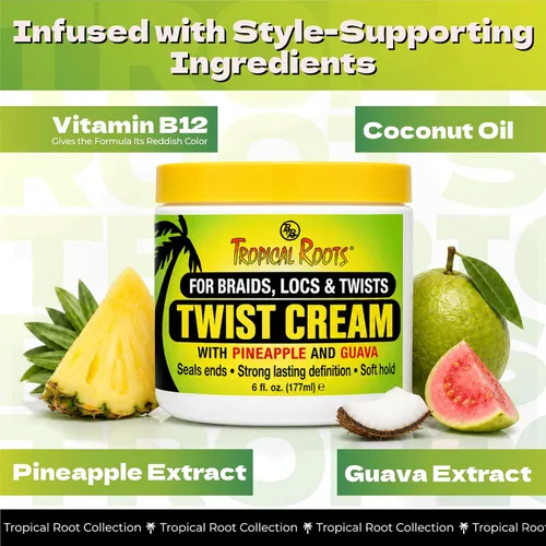 Vista 4 de Bronner Bros Tropical Roots Twist Cream para trenzas, rastas y giros, 6