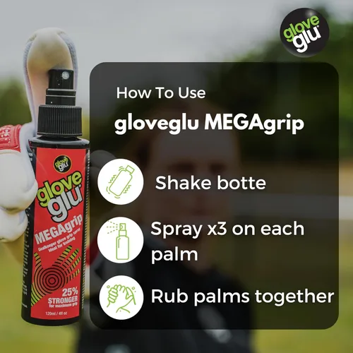 Vista 5 de Gloveglu MEGAgrip - Spray de agarre para guantes de portero Guante de portero avanzado Reviver Captura mejorada y mejor manejo del balón
