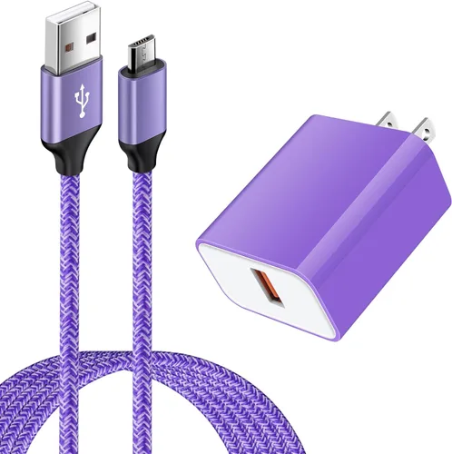 Vista 8 de Cargador micro USB, cargador rápido Android, cargador rápido 3.0 USB de pared rápido cable micro USB compatible con Motorola Moto E E5 E4 Plus/Play
