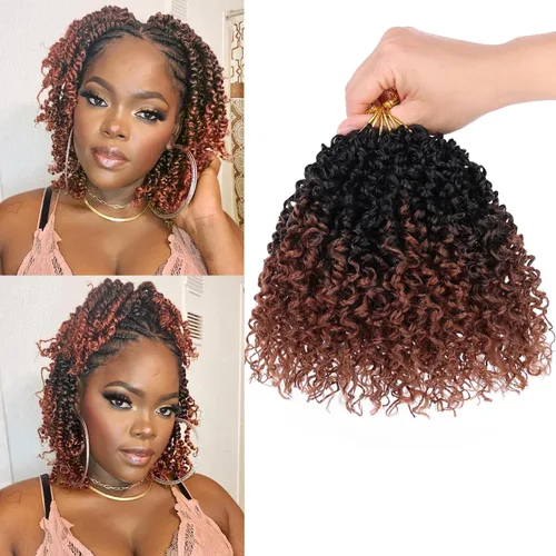 Vista 14 de Unionbeauty - Paquete de 8 trenzas de ganchillo Yanky Twist de 6 pulgadas, 8 paquetes, color negro natural, micro Passion Twist, extensiones