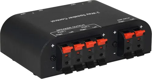 Vista 3 de 61048 - Interruptor de altavoz de 2 a 4 vías, 1 en 2 a 1 en 4 salidas, selector de altavoces estéreo con abrazaderas de terminal, caja