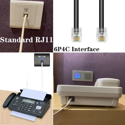 Vista 3 de Cable de extensión de teléfono, cable de línea de teléfono (15 pies - Negro) con conector RJ11 estándar