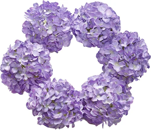 Vista 9 de DuHouse Hortensias artificiales de seda con tallos, hortensias falsas para bricolaje, centro de mesa de boda, decoración del hogar, paquete de 6