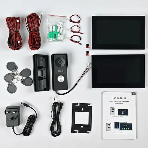 Vista 10 de Timbre de video de 1080p con sistema de monitor, portero de video WiFi 1080FHD cámara de metal, 7 pulgadas dos monitores con tarjeta de 32 GB